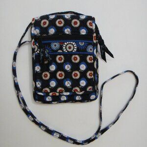Vera Bradley NIGHT OWL Mini Hipster Crossbody Purse Black Blue White Flower